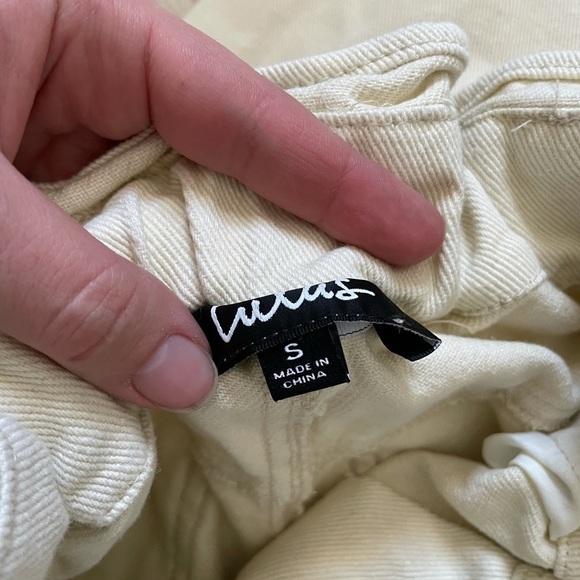 LULU’S Nothing Compares Ivory Paperbag Waist Straight Leg Jeans - Picture 4 of 5